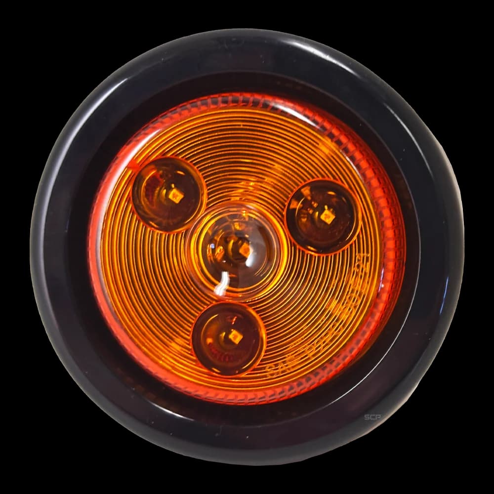 2" Round Marker Light - Dark Amber lens/4 Amber LEDs with Grommet