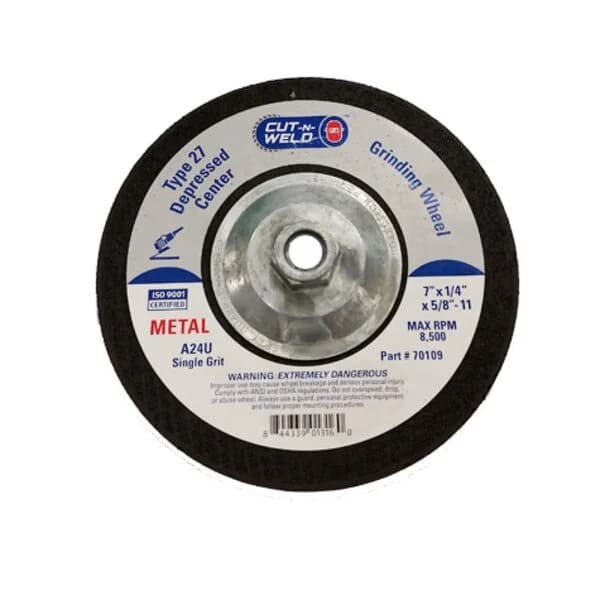 CNW - T27 Grind Wheel, Single Grit 7" x 1/4" x 5/8 with Hub