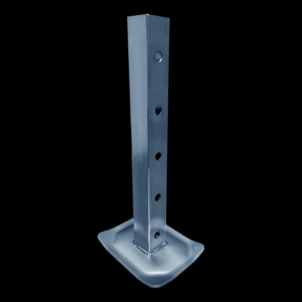 RAM Trailer Jack - Square - No Mount - Direct Weld with Footplate, Drop Leg Sidewind 7K Lift Capacity