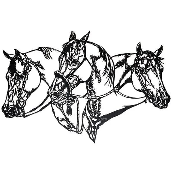 Three Horse Heads 11GA 34"X48" - Powder Coated