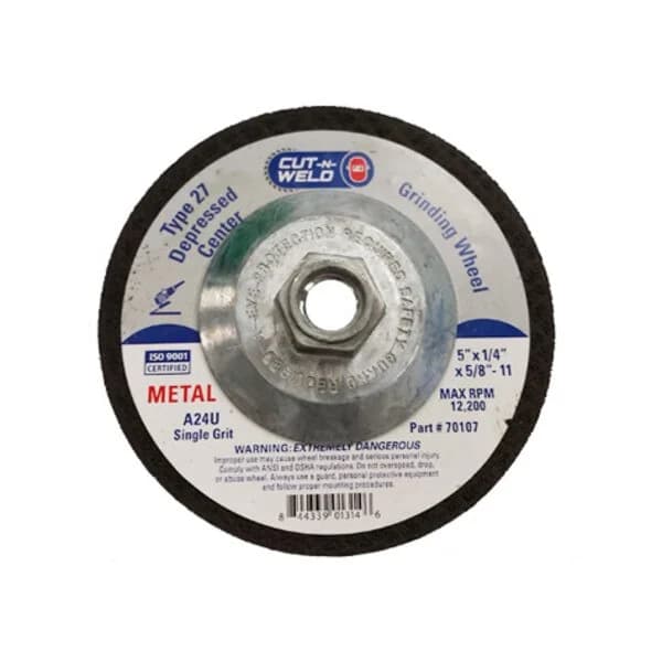CNW - T27 Grind Wheel, Single Grit 5" x 1/4" x 5/8" with Hub