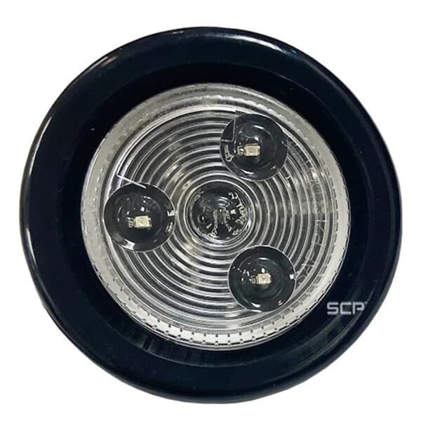 2" Round Marker Light - Clear Lens/ 3 Amber LEDS - Grommet & Plug