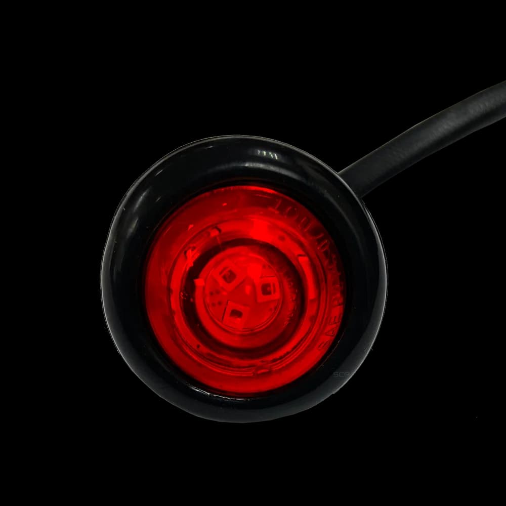 Trailer Light - 3/4" Round Marker Light - Red Lens/3 LEDs - Bullet End 6" - Snap & Lock
