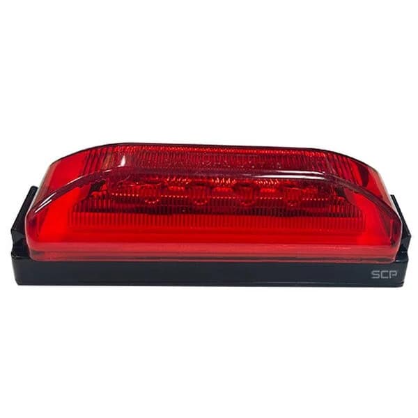 Trailer Light - 4" X 1" Rect. Marker & Clearance Light - Black Base Mount Kit / 12 SMD LEDS Red