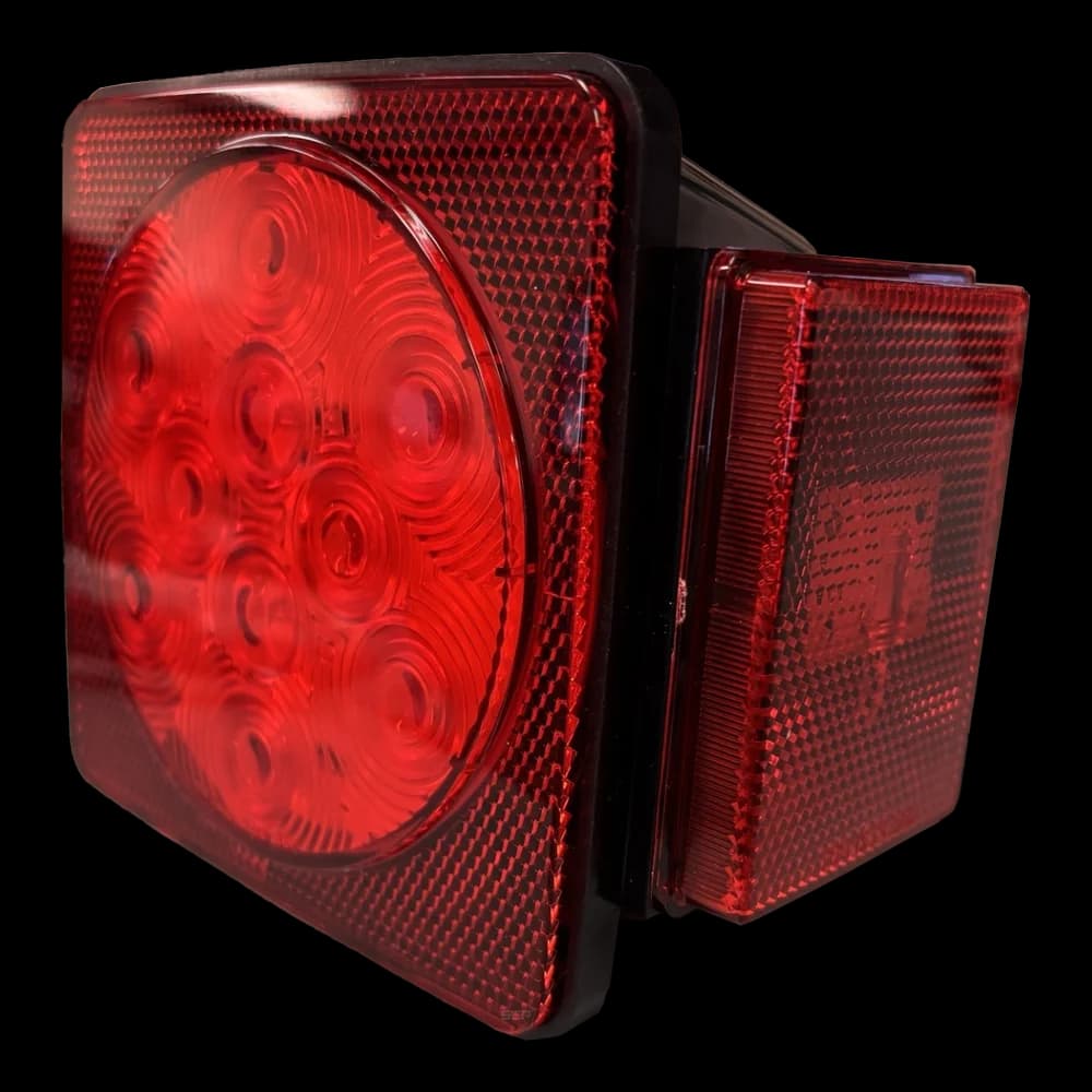 4" Square Stop/Turn/Tail Light - Dark Red Lens/LEDS Under 80" - Right Side - Quick Connect