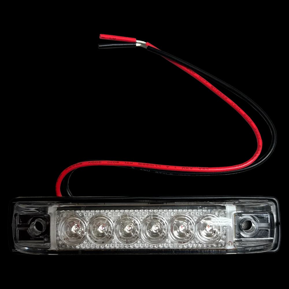 Trailer Light - 4" Slim Line Submersible Marker Light - Clear Lens/6 Red LEDS