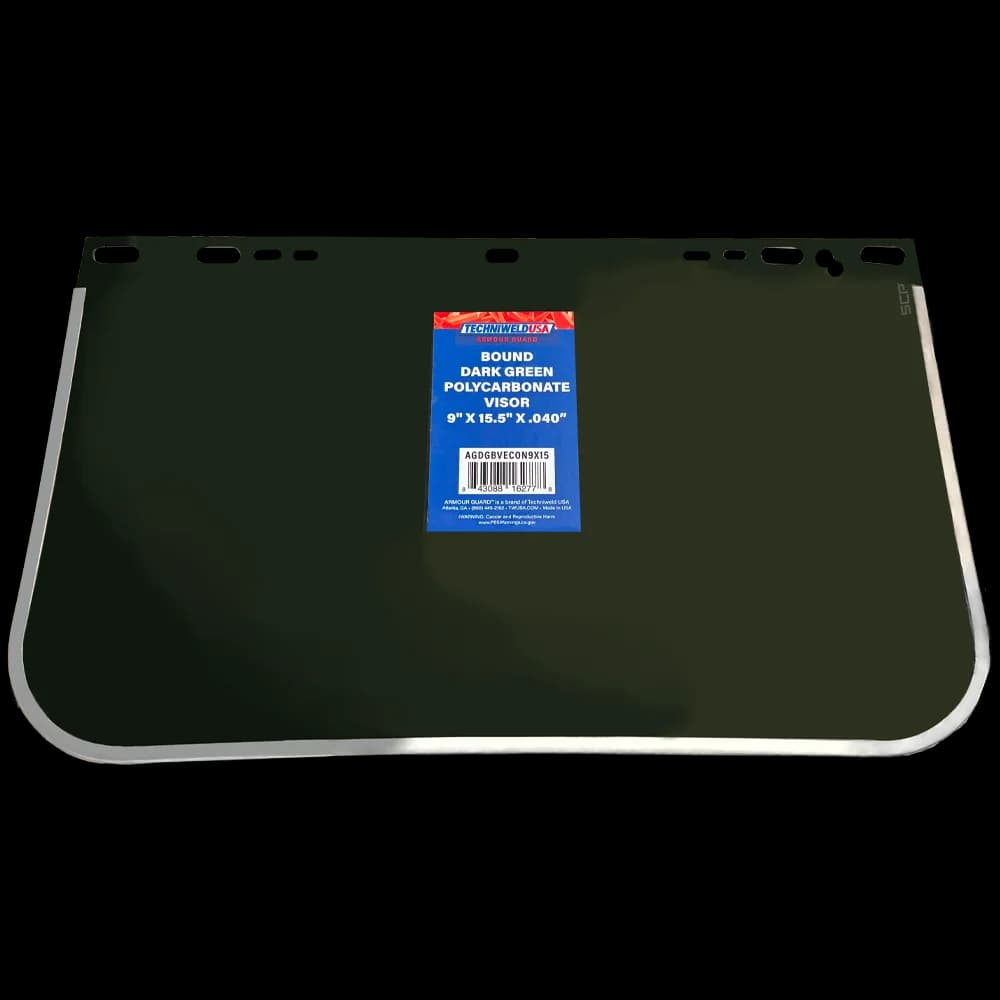 Armour Guard Bound Dark Green Polycarbonate Visor - 9“ X 15.5” X .040”