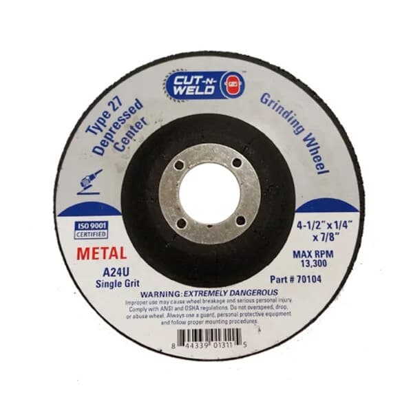 CNW - T27 Grind Wheel, Single Grit 4.5" x 1/4" x 7/8"