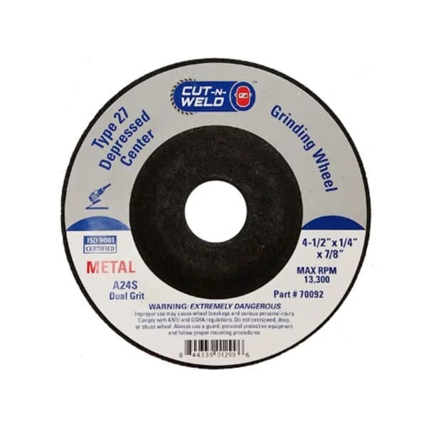 CNW - T27 Dep. Center Grinding Wheel with Dual Grit 4.5" x 1/4" x 7/8