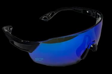 Tetra Safety Glasses - Blue Mirror Anti-Fog Lens with Matte Black Frame