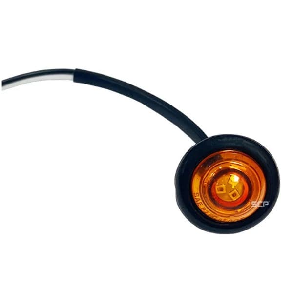 3/4" Round Marker Light - Amber Lens/3 Amber LEDS - Bare End 6"