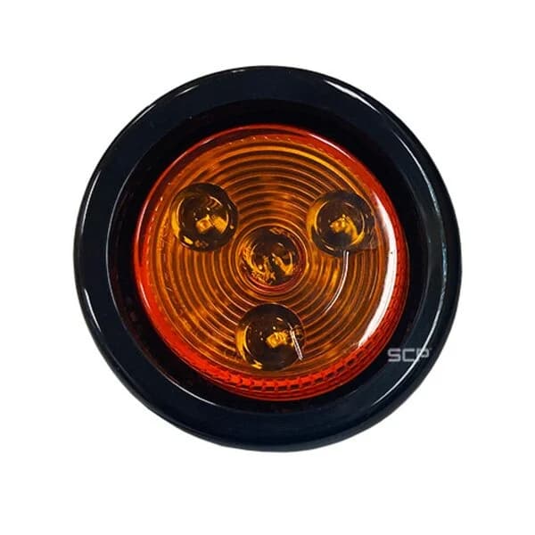 2" Round Marker Light - Dark Amber Lens/ 3 Amber LEDS - Grommet & Plug
