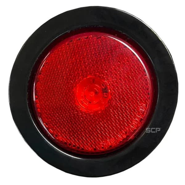 2.5" Round Marker Light - Dark Red Lens / Red - Grommet & Plug