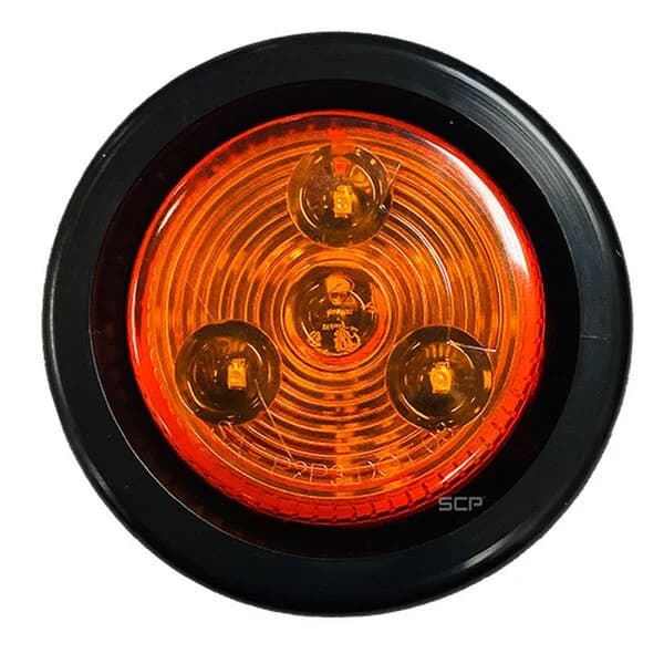 2" Round Marker Light - Dark Amber Lens/ Amber 4 LEDS - Grommet & Plug