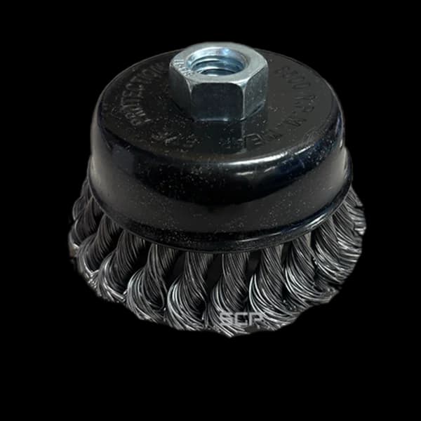 4 Cup Brush, 20 Knots, .020 Carbon, 1-1/8" Trim, 5/8-11 Nut, 9000 Max RPM
