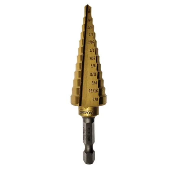 Hex Step Bit Shank Titanium Nitride Coated 3/16" to 7/8"