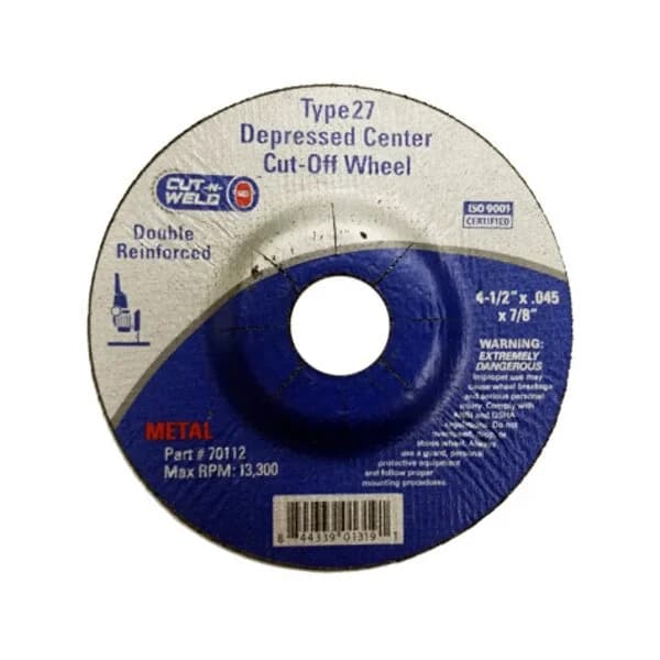 CNW - T27 Dep. Center Cut-Off Wheel, Double Reinforced 4-1/2" x 7/8"
