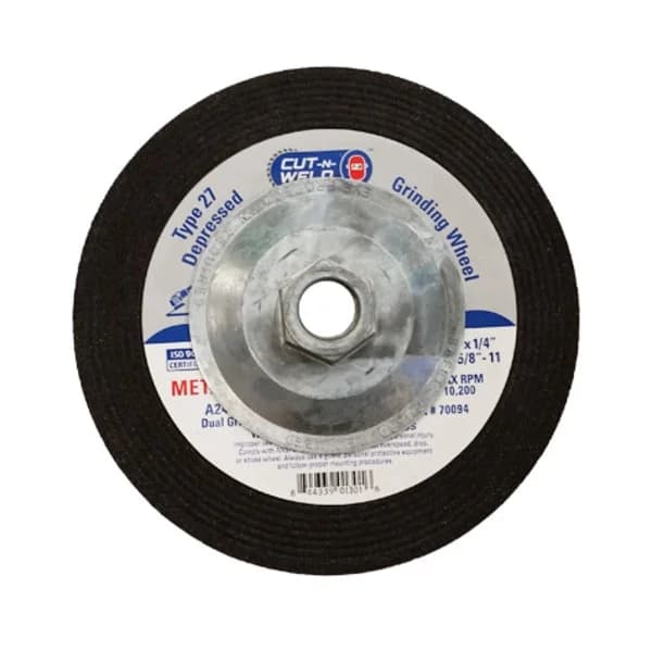 CNW - T27 Dep. Center Grinding Wheel with Dual Grit 6" x 1/4" x 5/8" with Hub