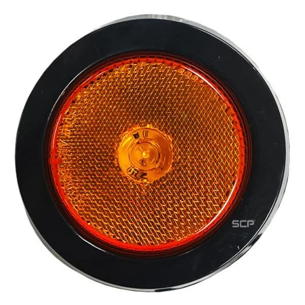 2.5" Round Marker Light - Amber Lens /4 LEDS - Grommet & Plug