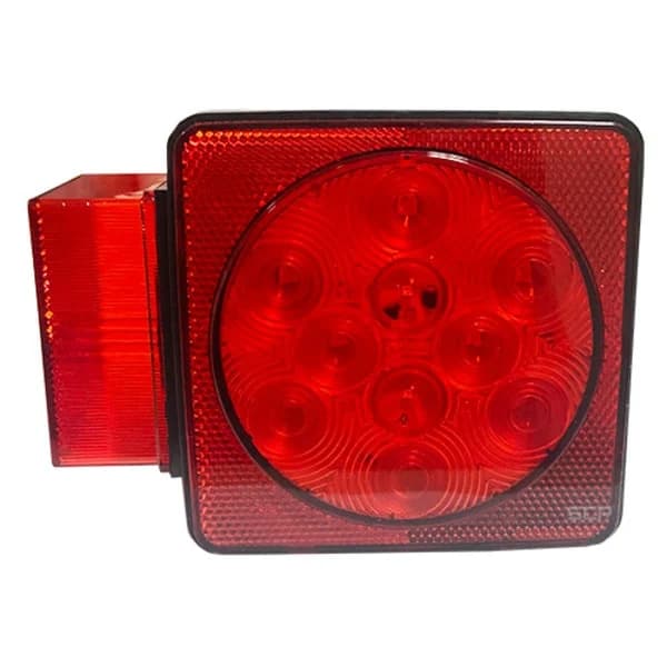 Trailer Light - 4" Square Stop/Turn/Trail/License Plate Light - Dark Red Lens/LEDS - Over 80" / Small Base - Left Side
