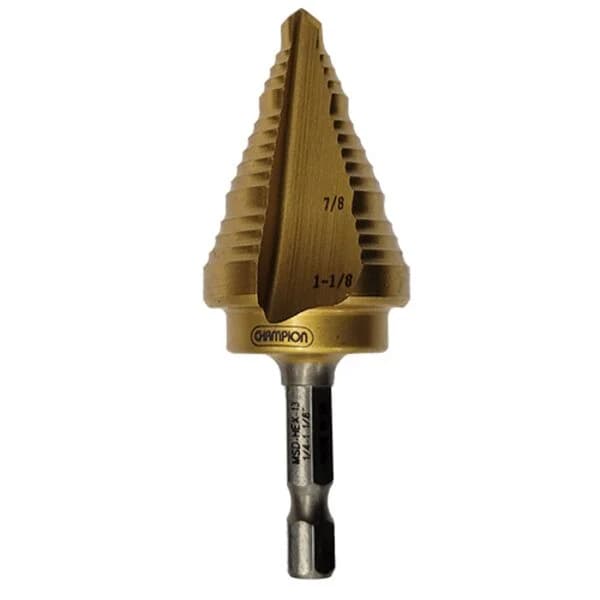 Hex Step Bit Shank Titanium Nitride Coated 1/4" to 1-1/8"