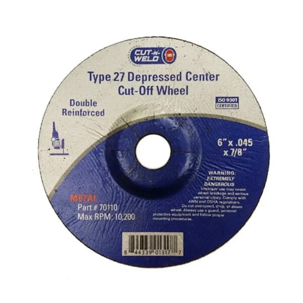 CNW - T27 Dep. Center Cut-Off Wheel, Double Reinforced 6" x 7/8"