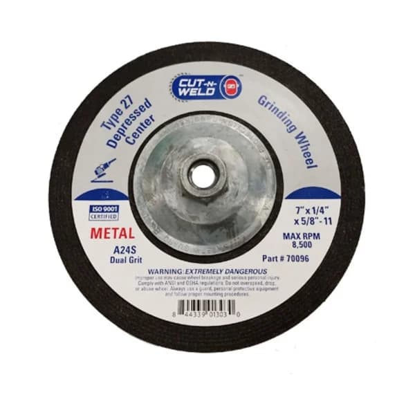 CNW - T27 Dep. Center Grinding Wheel with Dual Grit 7" x 1/4" x 5/8" with Hub