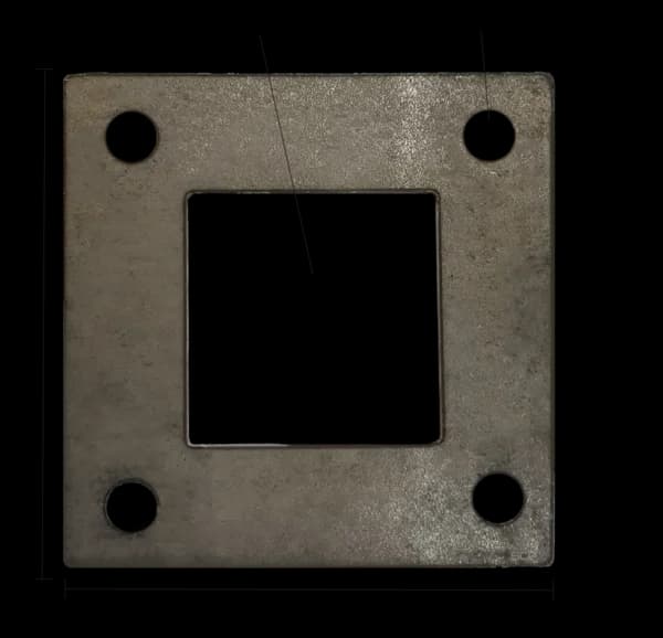Square Plate 6" X 1/4" W/ 4 - .562" Square Hole - Fits 3" Square