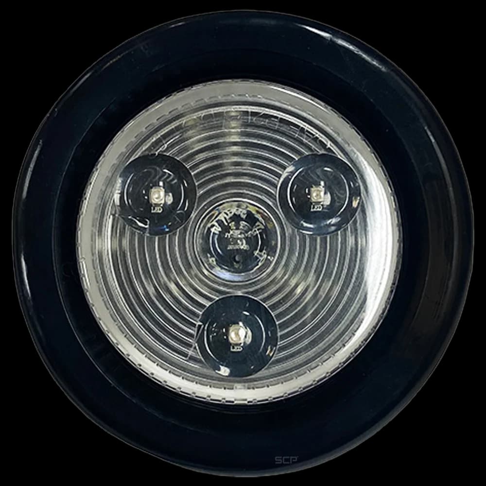 2" Round Marker Light - Clear Lens / 4 Amber LEDs - Grommet & No Plug