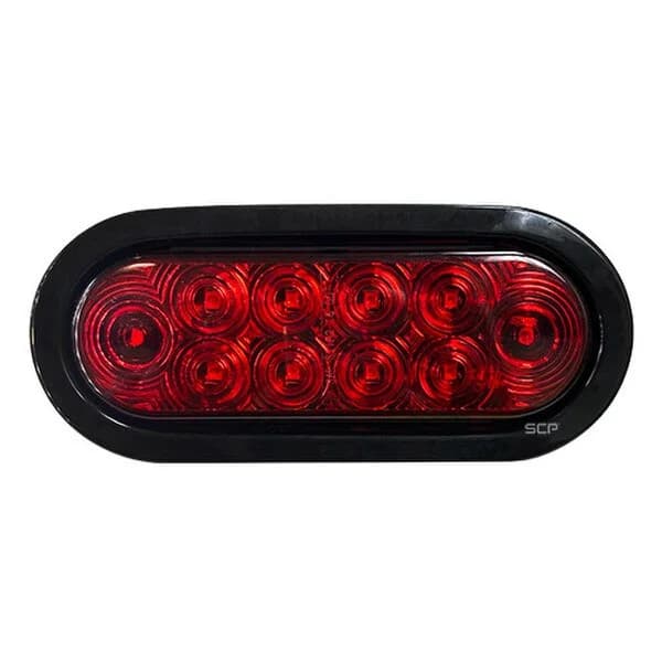 Trailer Light - 6" Oval Stop/Turn/Tail Light - Dark Red Lens/10 Red LEDS - Grommet & No Plug