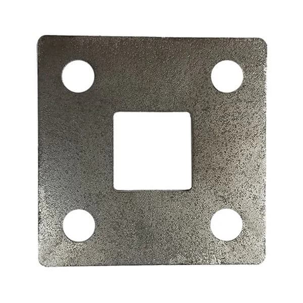 Square Plate 4" X 3/16" W/ 4 - .400" Square Hole - Fits 1-1/4" Square