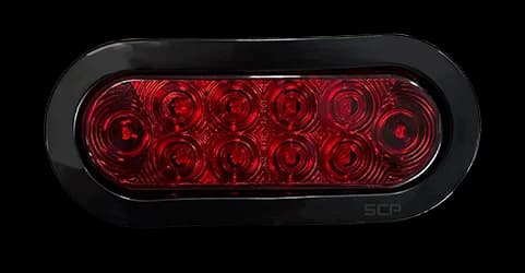 6" Oval Stop/Turn/Tail Light - Dark Red Lens/10 Red LEDS - Grommet & No Plug