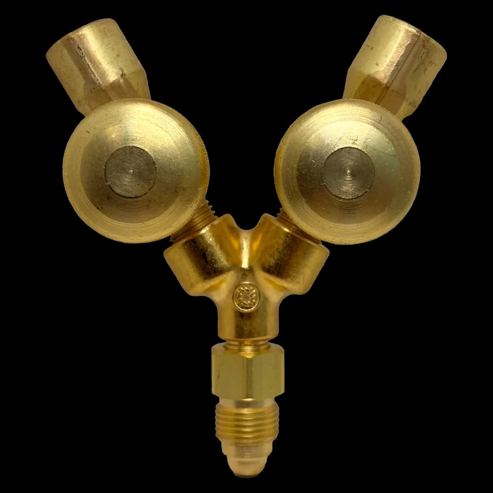 Brass Valved Y-Connection For Dual Gas Outlet