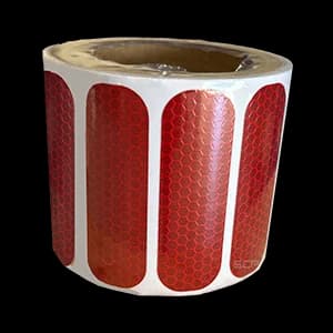 Reflective Sticker - Red 3" X 1" - Class 2 - 100 Per Roll
