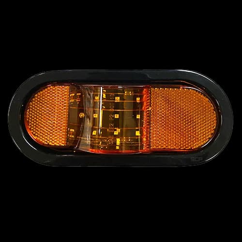 6" Oval - Mid Ship/Turn/Marker Light - Amber Lens/9 Amber LEDs - Grommet & Plug