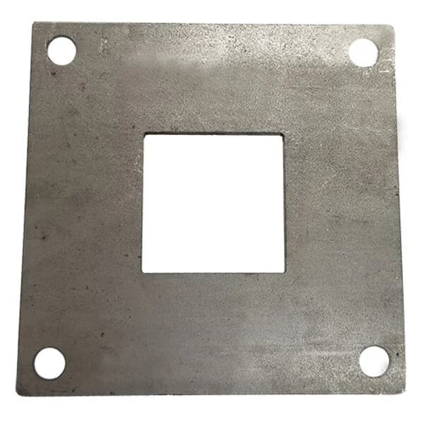 Square Plate 8" X 1/4" W/ 4 - .630" Square Hole - Fits 3" Square