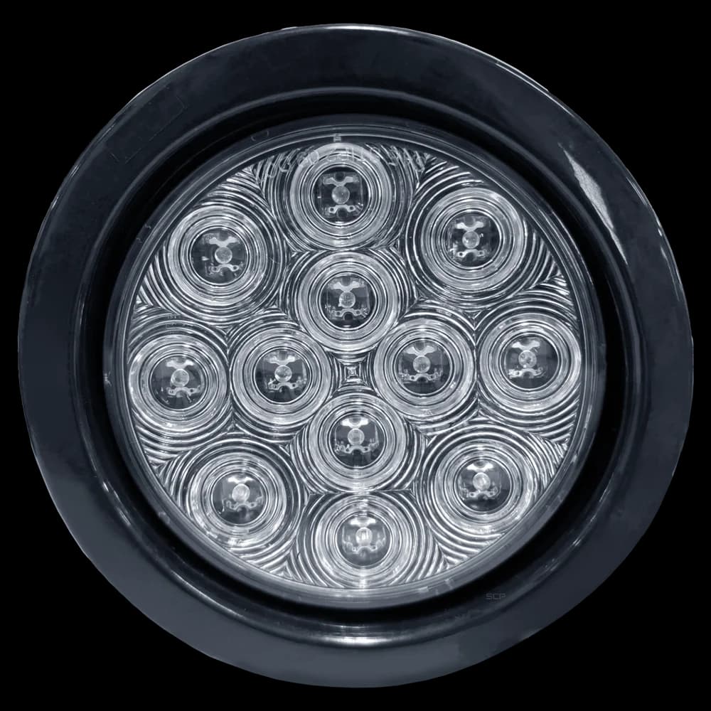 4" Round Stop/Turn/Tail Light - Clear Lens/ 12 LEDS Red - Grommet & Plug
