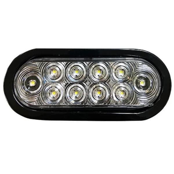 Trailer Light - 6" Oval Backup Light - Clear Lens/10 LEDS White - Grommet & Plug