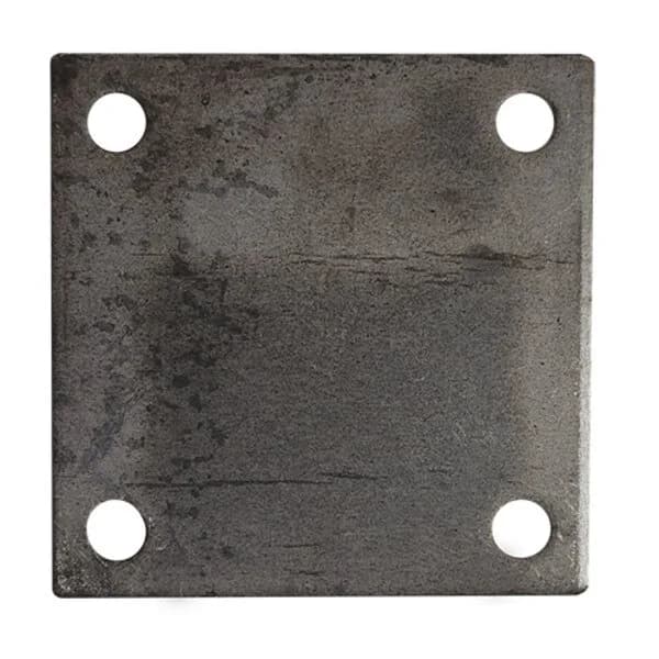 Base Punch Plate 6ga Thick, 5" Square with 1/2" Holes
