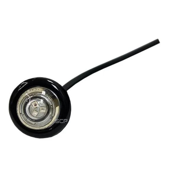 Trailer Light - 3/4" Round Marker Light - Clear Lens/3 Amber LEDS - Bare End 6"