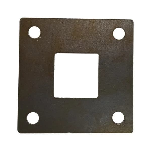 Square Plate 4" X 1/4" W/ 4 - .400" Square Hole - Fits 2" Square