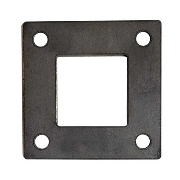 Square Plate 4" X 3/16" W/ 4 - .400" Square Hole - Fits 2" Square