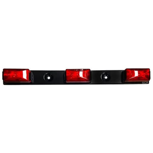 Trailer Light Bar - 3 Light/Red Lens/LEDS - Metal Base