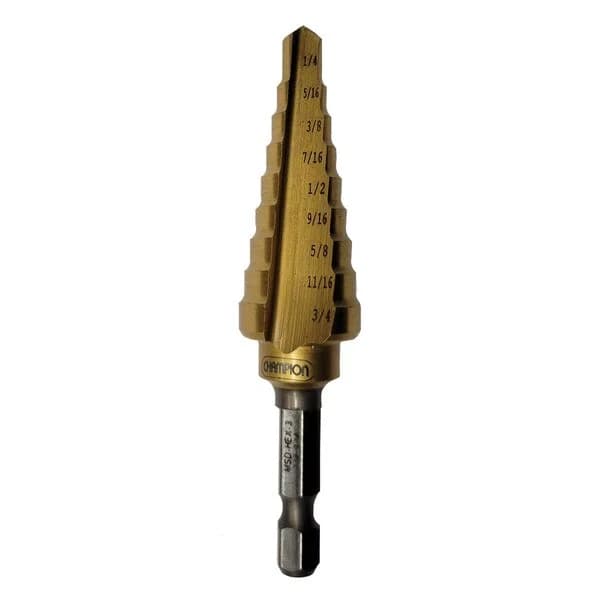 Hex Step Bit Shank Titanium Nitride Coated 1/4" to 3/4"