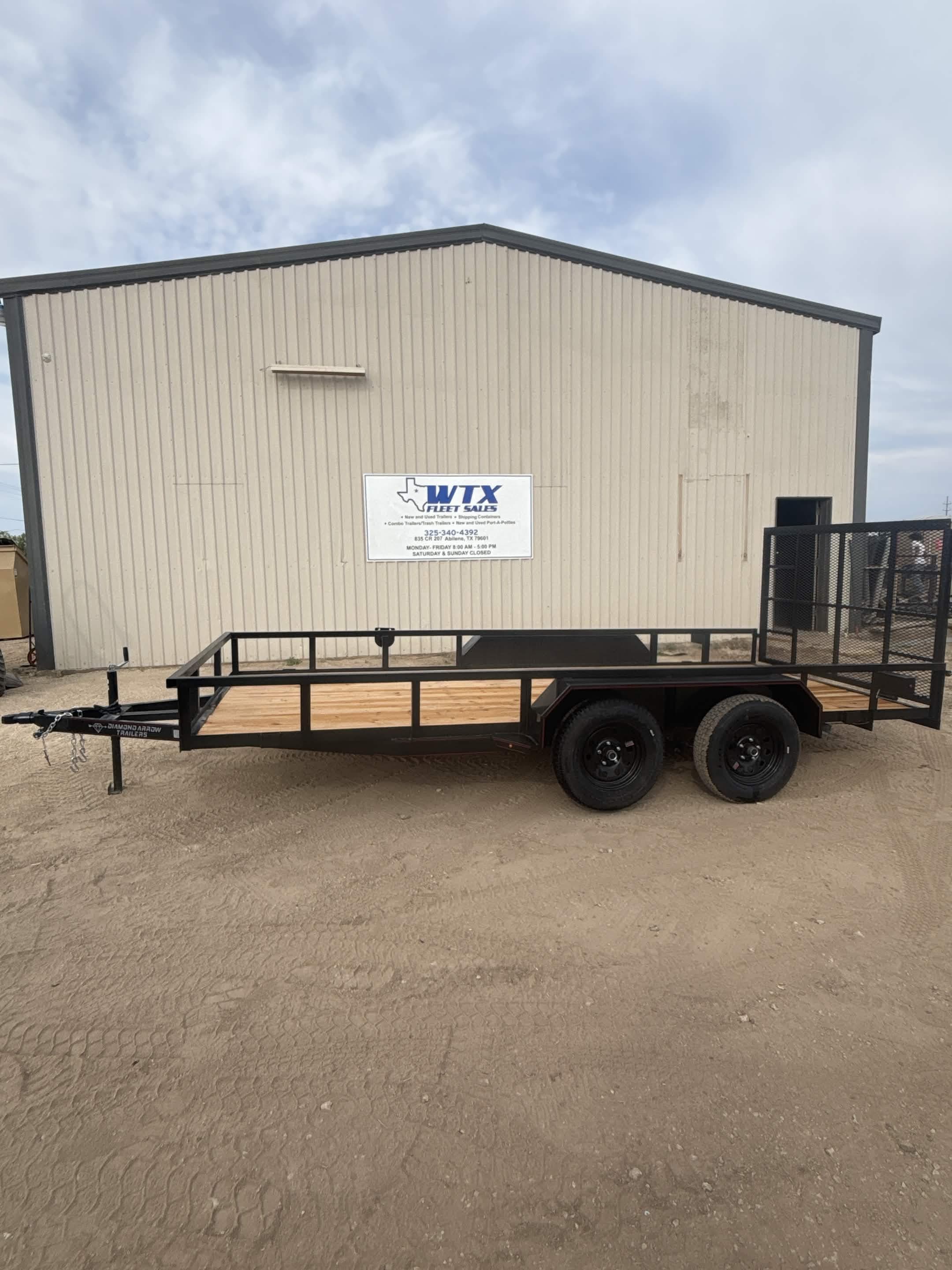 Diamond Arrow tandem-axle utility trailer side view at WTX Fleet Sales