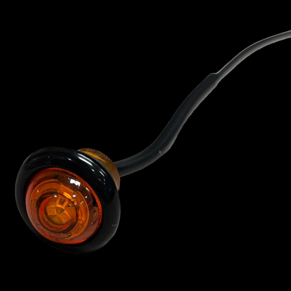 3/4" Round Marker Light - Amber Lens/3 LEDs - 6" Bare End - Snap & Lock