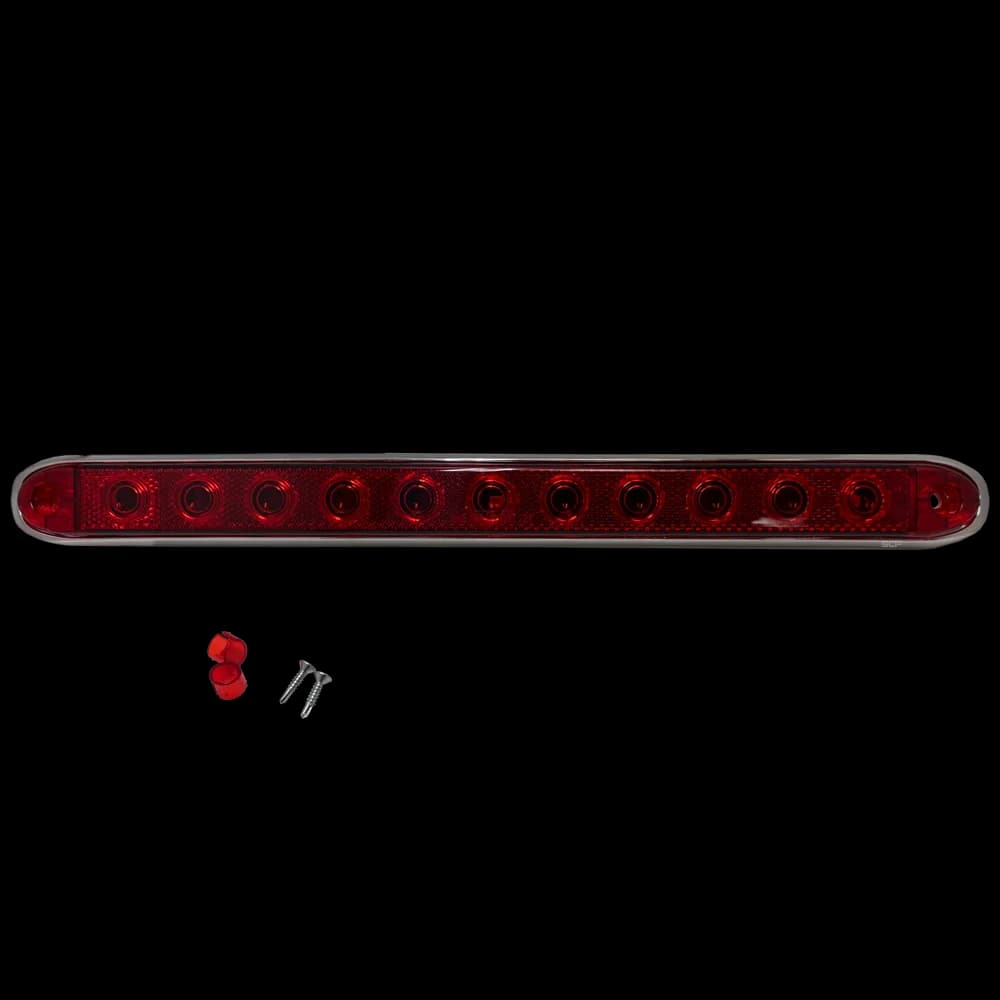 Trailer Light Bar - 16" Marker Light - Red Lens/3 Superflux LEDS - Slim Line - Chrome Bezel