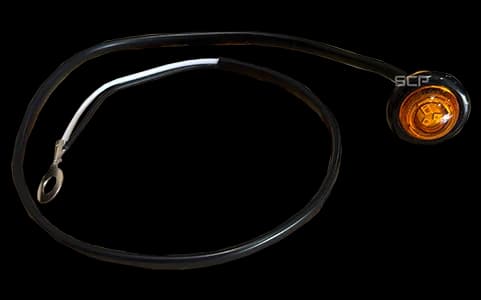 3/4" Round Marker Light with 1/4" Ring Terminal on White Wire/19" Pigtail - Amber Lens/3 LEDS