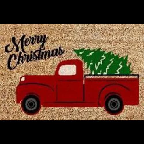 Decorative Christmas Mat with Truck and Tree