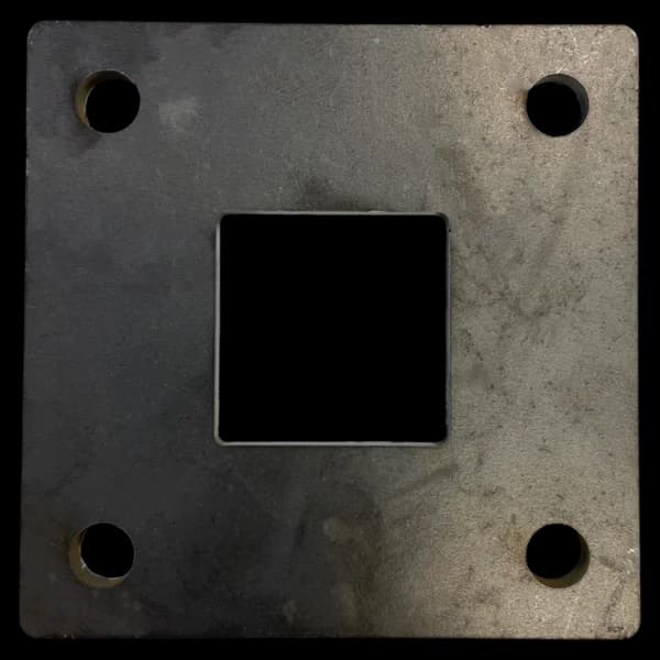 Square Plate 4" X 3/16" W/ 4 - .400" Square Hole - Fits 1-1/2" Square